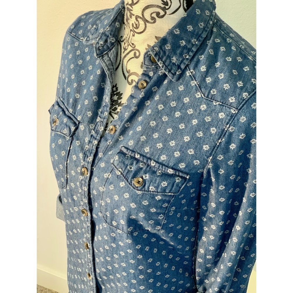 Patterned Denim Button Down - Picture 4 of 10